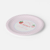 ベリ名門私立校風のーファースト誕生日ウォーターカラーストロベリー ペーパープレート (アングル)