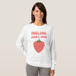 ベリ感じーの良いピンクのイチゴの女性 Tシャツ