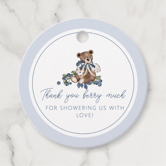ベリ感謝していーグマリーブルーベリーベア男の赤ちゃんシャワー フェイバータグ (正面)
