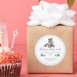 ベリ感謝していーグマリーブルーベリーベア男の赤ちゃんシャワー ラウンドシール