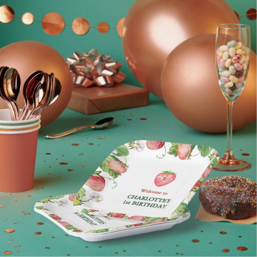 ベリ男女兼用ー甘い最初の誕生日へようこそ ペーパープレート (複数)