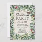ベリ素朴ーウィンターグリーン樺の木クリスマスパーティー 招待状 (正面)