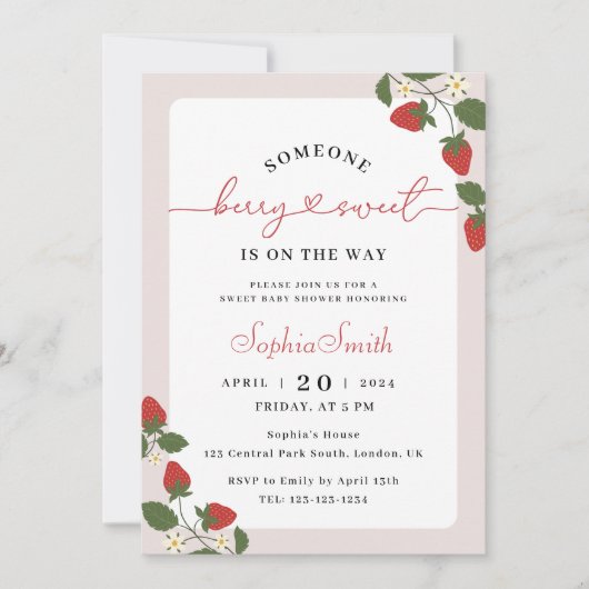 ベリ素朴ーエレガント甘ベビーシャワー 招待状 (正面)