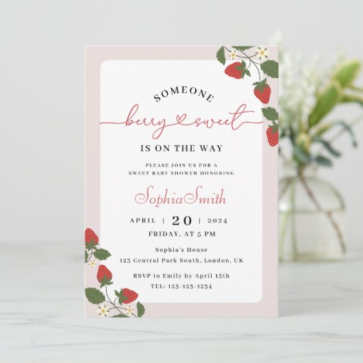 ベリ素朴ーエレガント甘ベビーシャワー 招待状 (スタンド正面)