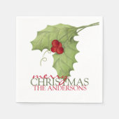 ベリ素朴ーボタニカルグリーンカスタムリー家族 スタンダードカクテルナプキン (正面)