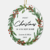 ベリ素朴ーリース初めてのクリスマスインニューホーム セラミックオーナメント (左)