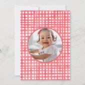 ベリ素朴ー最初の誕生日フォトレッドストロベリー サンキューカード (正面)