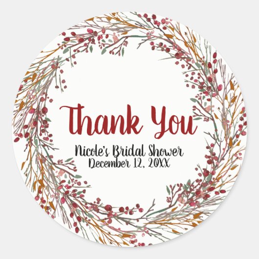 ベリ素朴ー葉ズホリデーリースウィンターフェイブ ラウンドシール (正面)