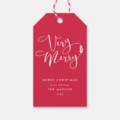ベリ赤と白メリークリスマスギフトラベル ギフトタグ (正面)