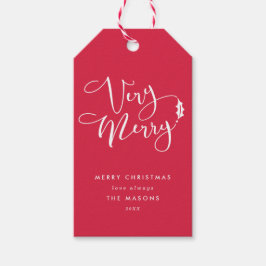 ベリ赤と白メリークリスマスギフトラベル ギフトタグ