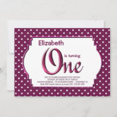ベリ鮮やかーレッド水玉模様1st誕生日パーティー 招待状 (正面)