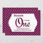 ベリ鮮やかーレッド水玉模様1st誕生日パーティー 招待状 (正面/裏面)