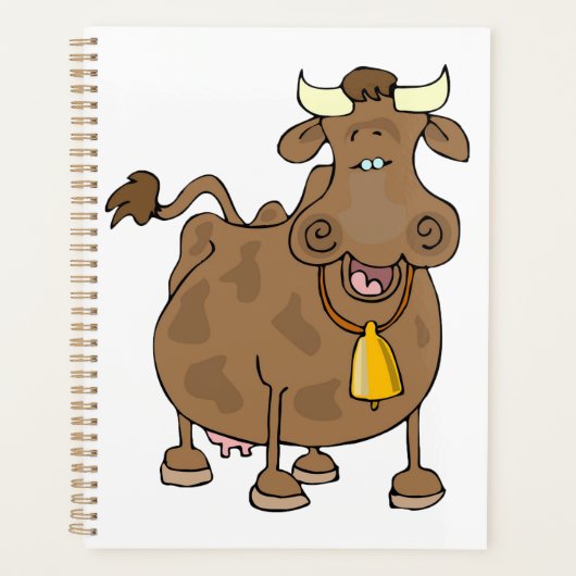 ベルおもしろいファーム動物と漫画の茶色の牛 プランナー手帳 (正面)