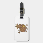 ベルおもしろいファーム動物と漫画の茶色の牛 ラゲッジタグ (正面縦)