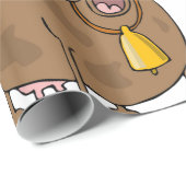 ベルおもしろいファーム動物と漫画の茶色の牛 ラッピングペーパー (ロールコーナー)