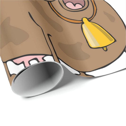 ベルおもしろいファーム動物と漫画の茶色の牛 ラッピングペーパー (ロールコーナー)