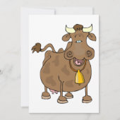 ベルおもしろいファーム動物と漫画の茶色の牛 招待状 (正面)