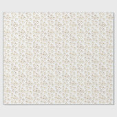 ベルが描かれたクリスマスパターン。白背景に金色 ラッピングペーパー (フラット)