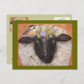 ベルとチッキー（羊とウグイス）のはがき ポストカード (正面/裏面)