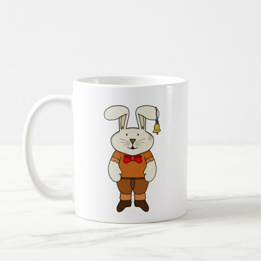 ベルを耳に当てたバニー コーヒーマグカップ (左)