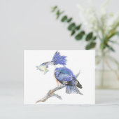 ベルを鳴らしたカワセミ、鳥、自然、野生生物。 ポストカード (スタンド正面)