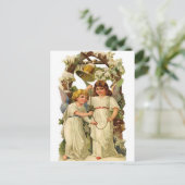 ベルを鳴らす2つの天使、ヴィンテージ休日 ポストカード (スタンド正面)