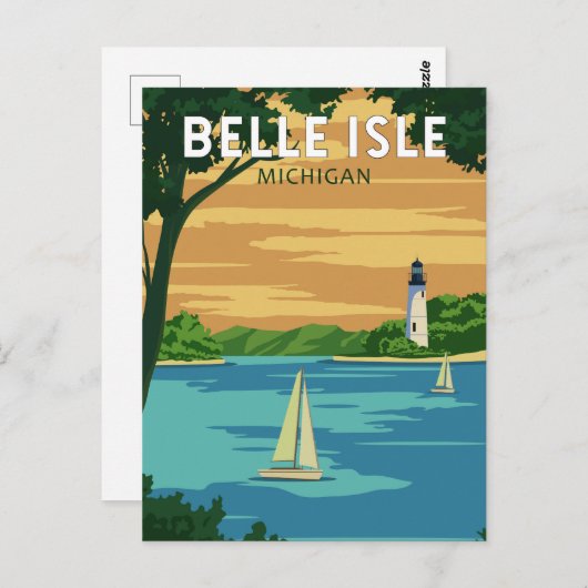 ベルアイルパークミシガントラベルヴィンテージ ポストカード (正面/裏面)
