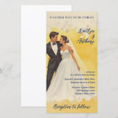 ベルエポックスタイルのヴィンテージ結婚式招待状 (正面/裏面)