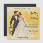 ベルエポックスタイルのヴィンテージ結婚式招待状 (正面/裏面)