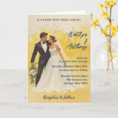 ベルエポックスタイルのヴィンテージ結婚式招待状 カード (黄色い花)