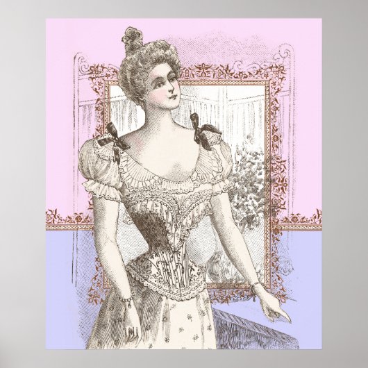 ベルエポック美しいレースのようコルセット化粧室 ポスター (正面)