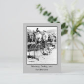 ベルエポック自転車の歴史、大人2人とベビー ポストカード (スタンド正面)