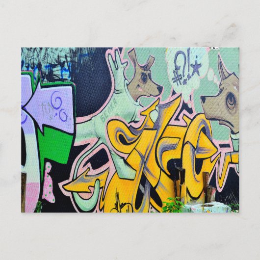 ベルカとストレルカの落書き ポストカード (正面)