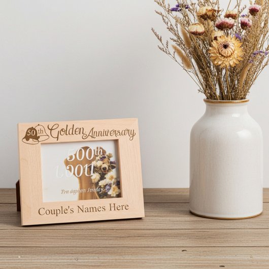 ベルカスタムス結婚で50周年 レーザー彫刻フレーム