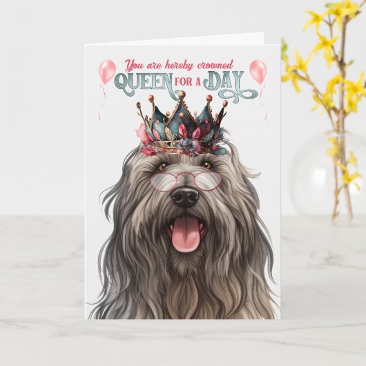 ベルガマスコドッグクイーンフォーデイおもしろい誕生日 カード (黄色い花)