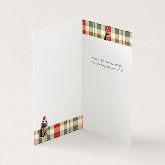 ベルガマスコドッグホリデープレイドクリスマスカード (内部)