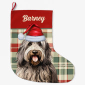 ベルガマスコホリデープライドと犬の名前 ラージクリスマスストッキング (正面)