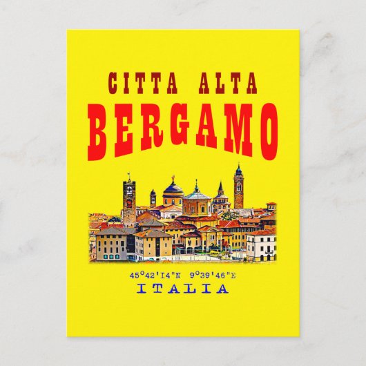 ベルガモの旧市街(Citta Alta)。イタリア。 ポストカード (正面)