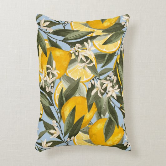 ベルガモットの黄色い果実の絶妙な模様 アクセントクッション (正面(垂直))