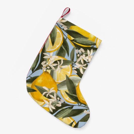 ベルガモットの黄色い果実の絶妙な模様 スモールクリスマスストッキング (正面 (吊り時))