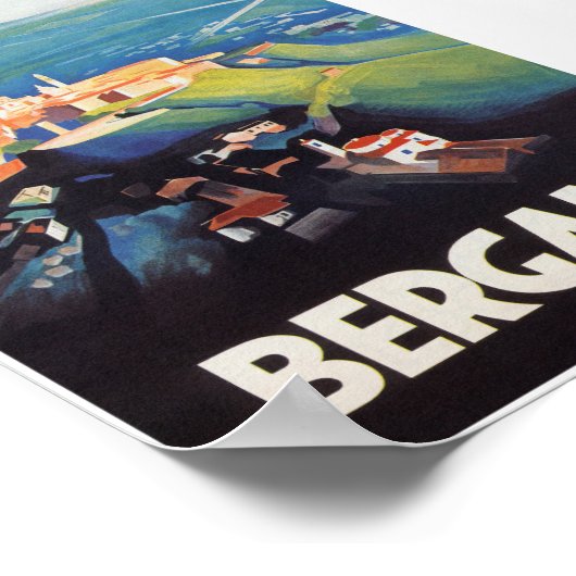 ベルガモ・イタリア・ヴィンテージ旅行ポスター ポスター (角)