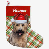 ベルガーピカードホリデイプライドと犬の名前 ラージクリスマスストッキング (正面)