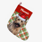 ベルガーピカードホリデイプライドと犬の名前 ラージクリスマスストッキング (正面 (吊り時))