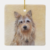 ベルガー絵画ピカードの可愛いオリジナルドッグアート セラミックオーナメント (裏面)