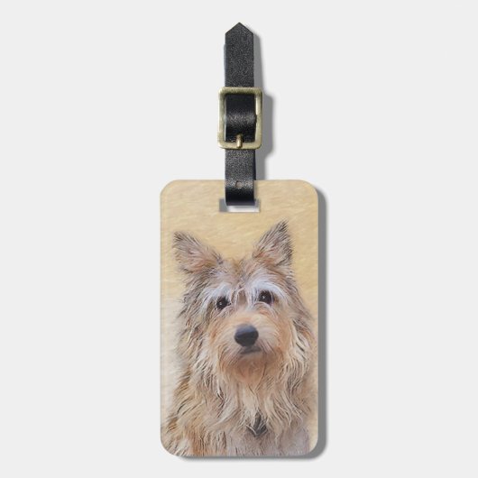 ベルガー絵画ピカードの可愛いオリジナルドッグアート ラゲッジタグ (正面縦)