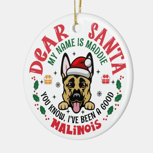 ベルギパーソナライズされたンマリノワドグクリスマスツリー セラミックオーナメント (左)