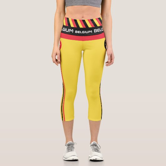ベルギーおよびベルギー国旗ファッション、フィットネス、スポーツカ カプリレギンス (正面)
