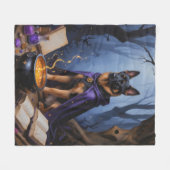 ベルギーお洒落マリノワドッグ絵を描ハロウィン フリースブランケット (正面(横))
