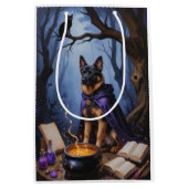 ベルギーお洒落マリノワドッグ絵を描ハロウィン ミディアムペーパーバッグ (正面)