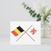 ベルギーとリンブルフの国旗が交差している ポストカード (スタンド正面)